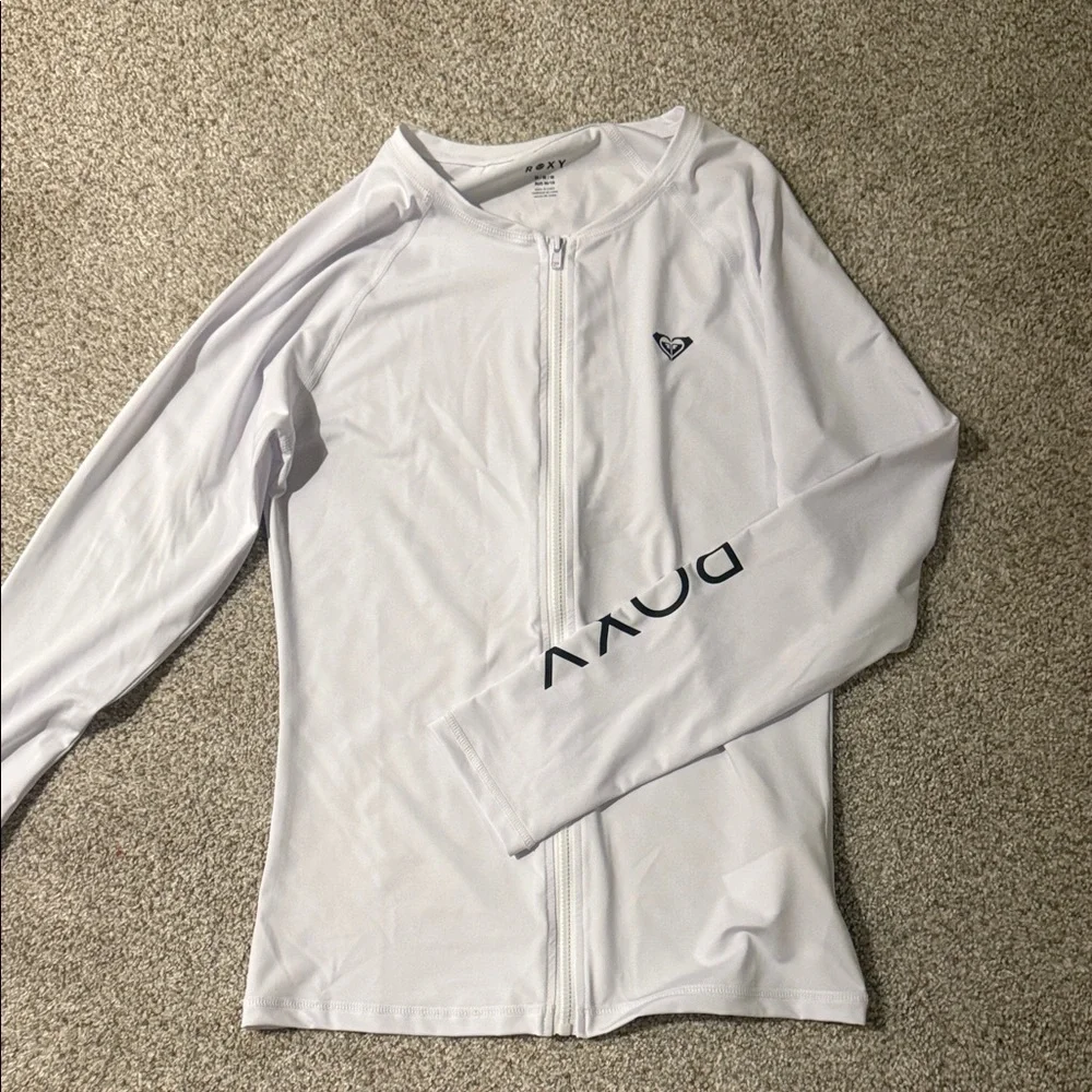 NEW Roxy White Zip-Up Rash Guard - Picture 3 of 7